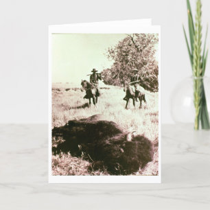 American Bison Hunters (b/w photo) Card