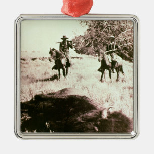American Bison Hunters (b/w photo) Metal Tree Decoration