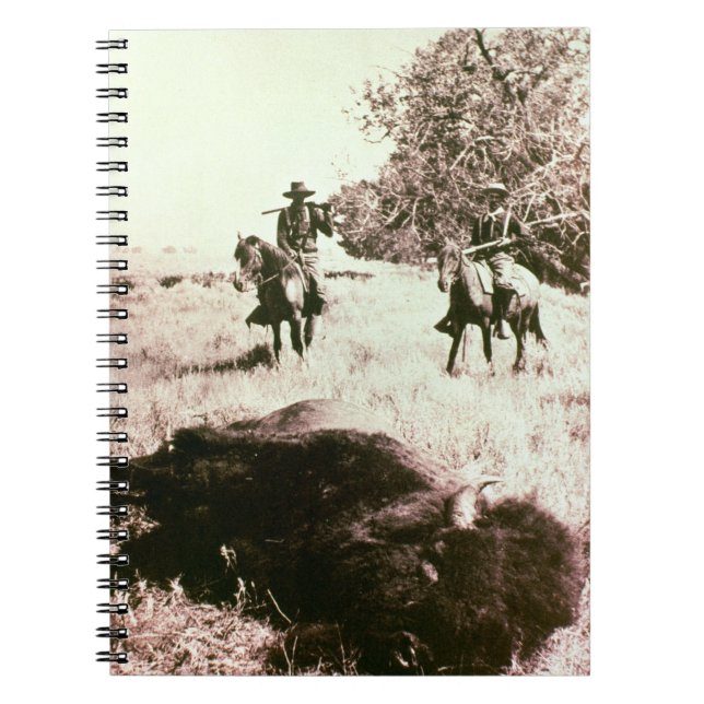 American Bison Hunters (b/w photo) Notebook (Front)