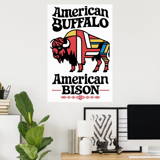 American Bison Illustration Poster (Home Office)