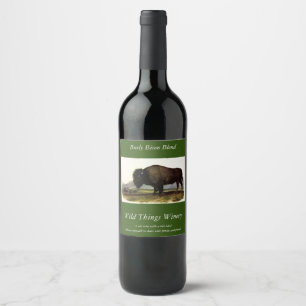 American Bison, or Buffalo (Bison bison) - Audubon Wine Label