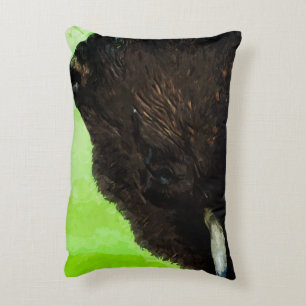 American Bison Portrait Abstract Impressionism Decorative Cushion