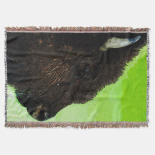 American Bison Portrait Abstract Impressionism Throw Blanket