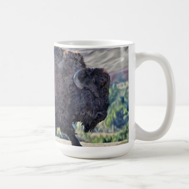 American Bison Roaming in Grassland Setting Coffee Mug (Right)