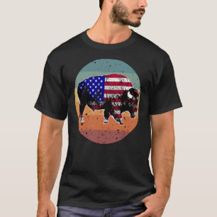 American Bison US National Park Flag Silhouette Re T-Shirt