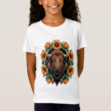American Bison With Sunflower Wreath Kansas State 
