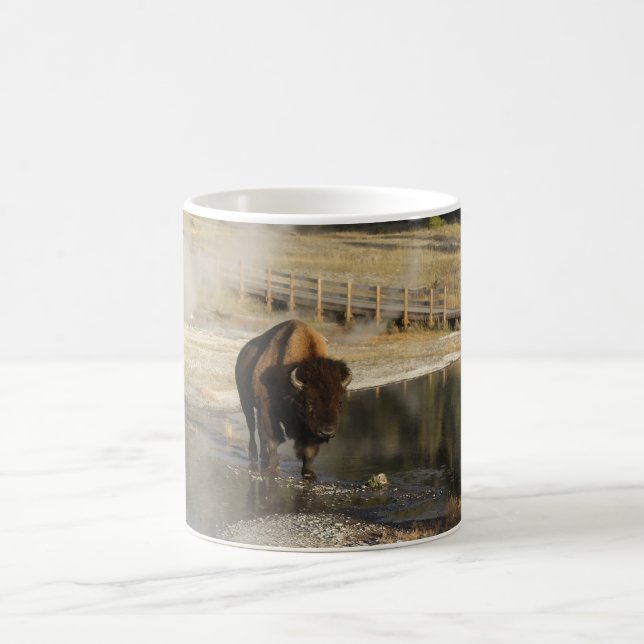 American Bison Yellowstone Wildlife Photography Coffee Mug (Center)