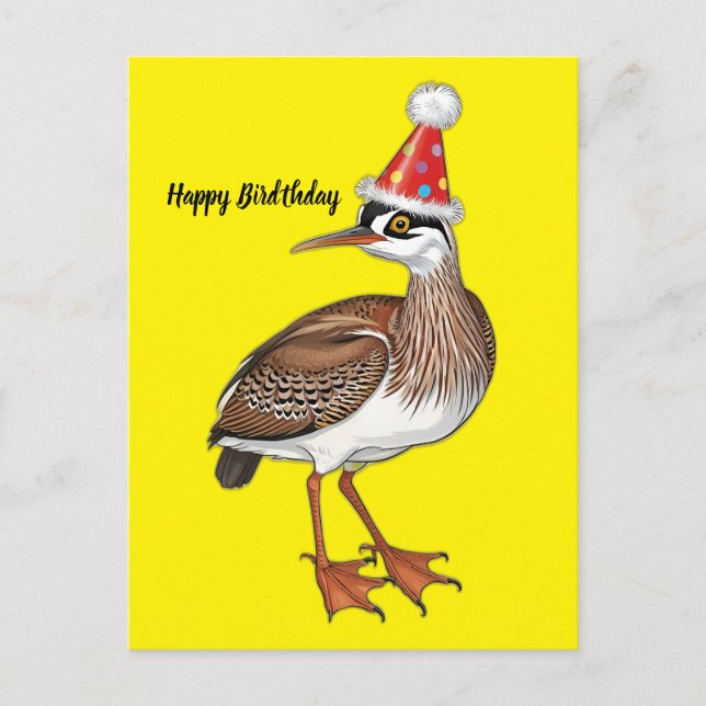 American bittern wearing bithday hat drawing postcard (Front)