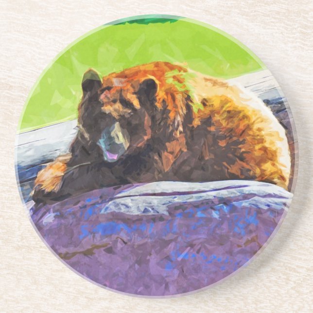 American Black Bear at Rest Abstract Impressionism Coaster (Front)