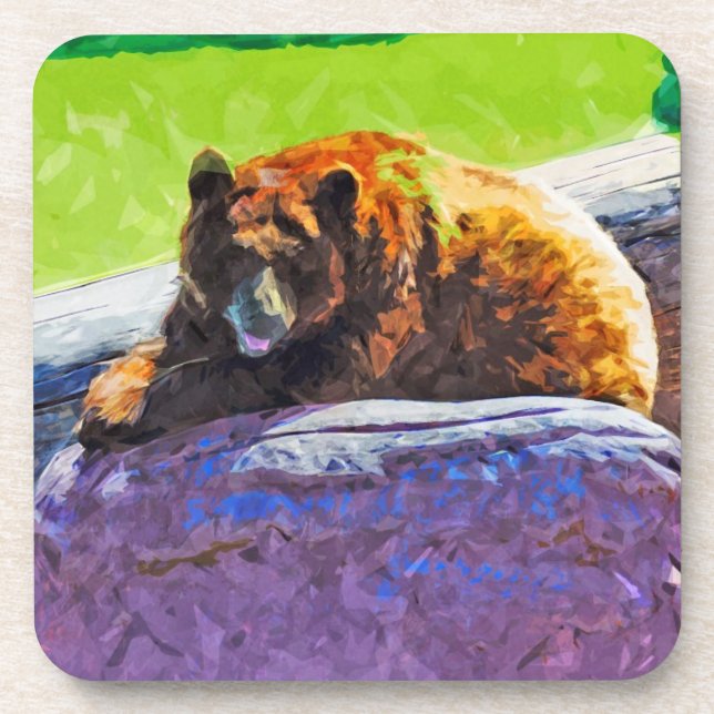 American Black Bear at Rest Abstract Impressionism Coaster (Front)
