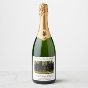 American Black Bear (Ursus Americanus) by Audubon Sparkling Wine Label