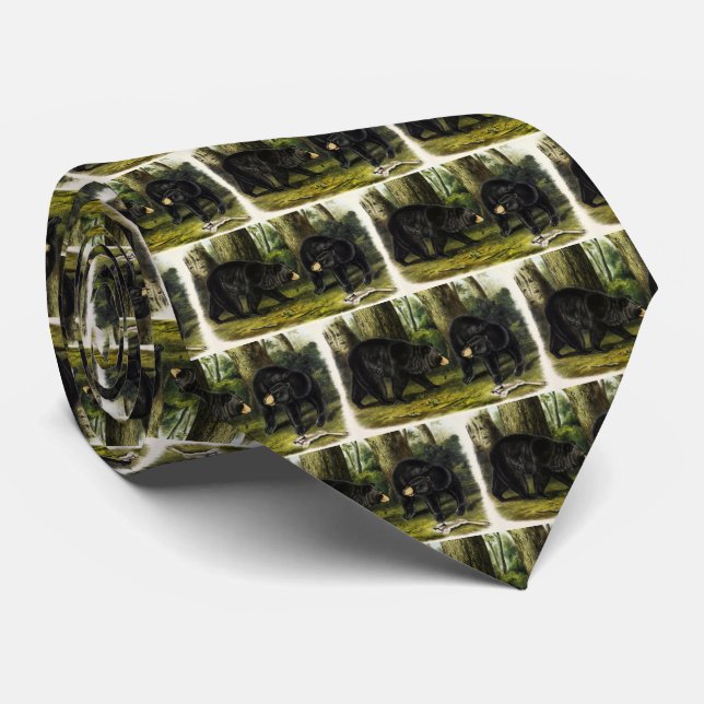American Black Bear (Ursus Americanus) by Audubon Tie (Rolled)
