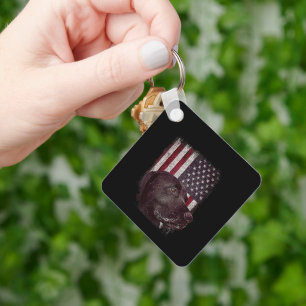 American Black Labrador USA Flag Lab Owner Patriot Key Ring
