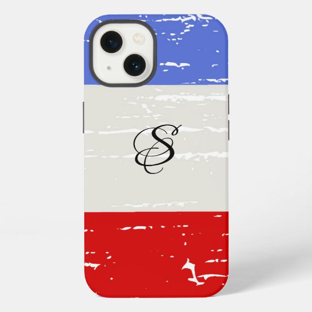 American Blocks Solid Monogram iPhone Case (Back)
