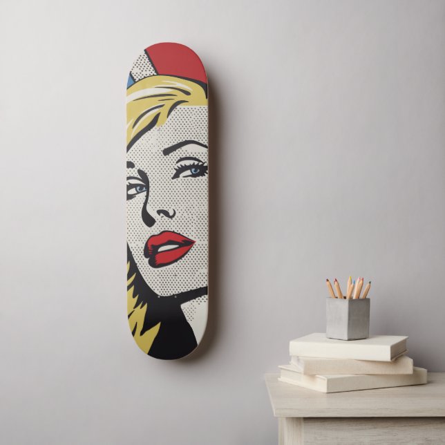 American Blonde Retro Pop Art Skateboard (Wall Art)