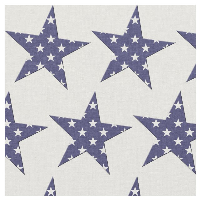 American Blue and White Stars Pattern Patriotic Fabric (Close Up)