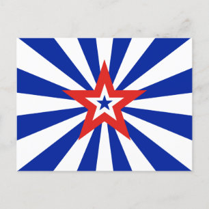 American Blue Starburst Patriotic Party Invitation Postcard