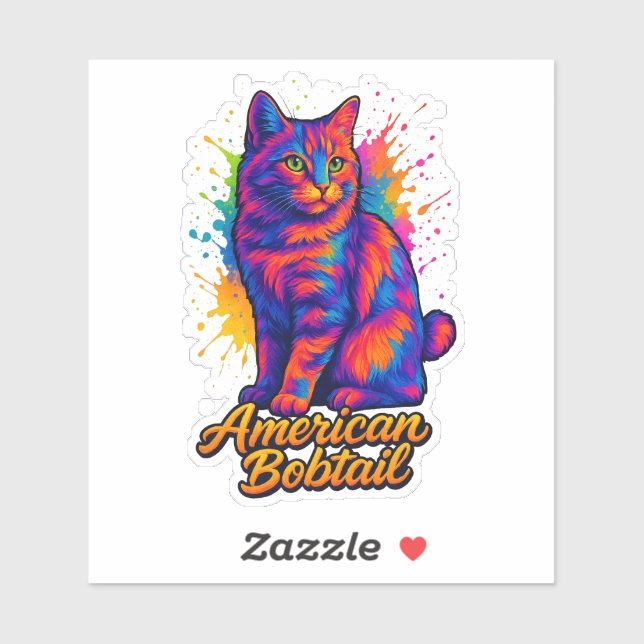 American Bobtail Pop Art Cat Colourful Neon (Sheet)