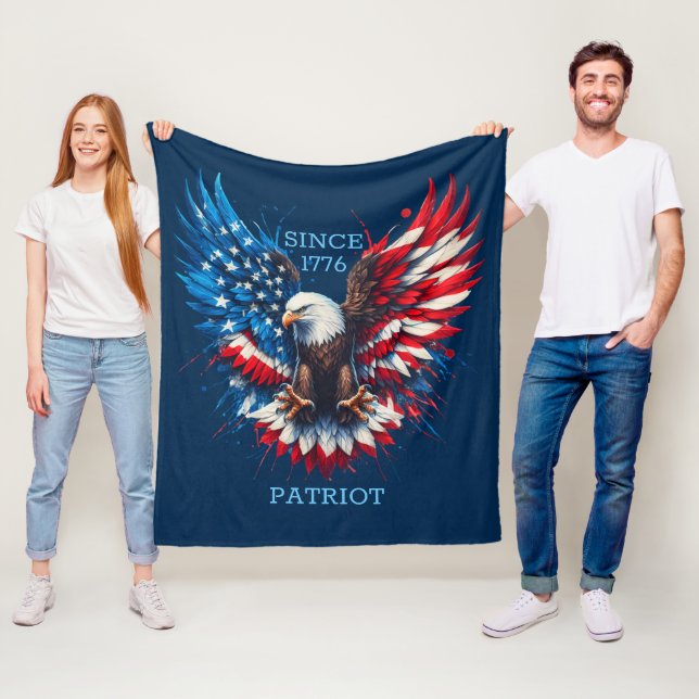 American Bold Eagle Flag Colours Fleece Blanket (In Situ)