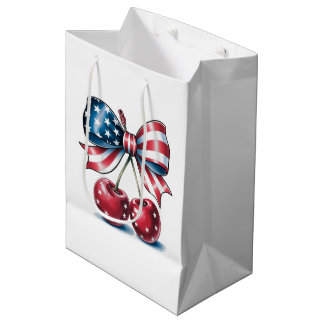 American Bow With Cherries  Medium Gift Bag