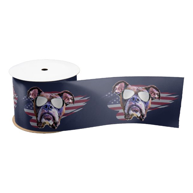 American boxer dog 3" Satin ribbon (Spool)