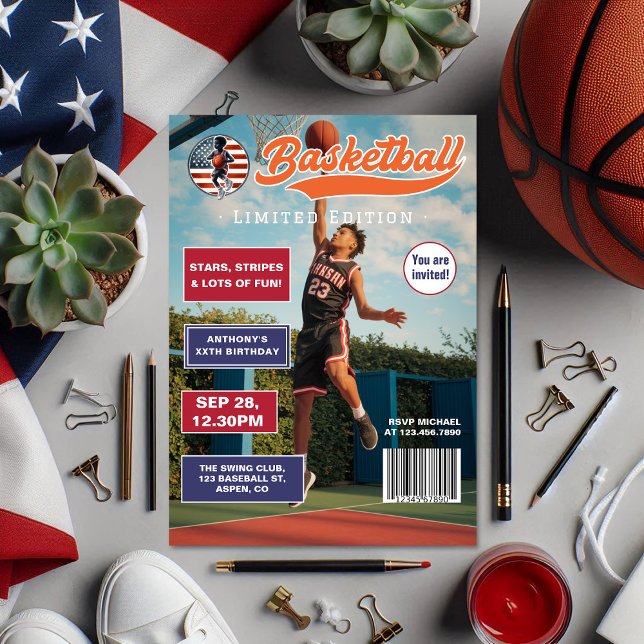 American Boy Basketball Magazine Cover Birthday Invitation (American Boy Basketball Magazine Cover Birthday Invitation)