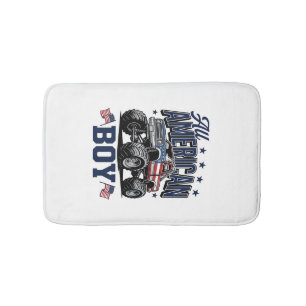 American Boy Monster Truck Vintage Patriotic Shirt Bath Mat