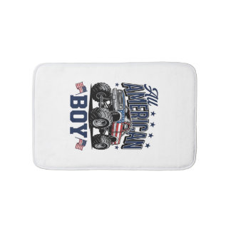 American Boy Monster Truck Vintage Patriotic Shirt Bath Mat
