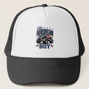 American Boy Monster Truck Vintage Patriotic Shirt Trucker Hat