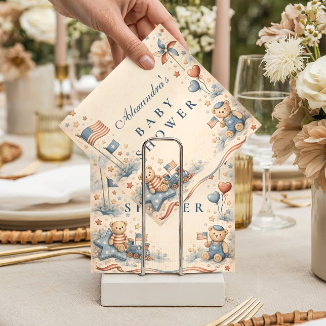 American Boy Stars and Stripes Baby Shower Napkin (Creator Uploaded)