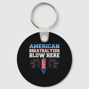 American Breathalyzer Blow Here 4th Of July Funny  Key Ring
