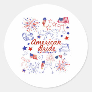 American Bride Patriotic Wedding Celebration Classic Round Sticker