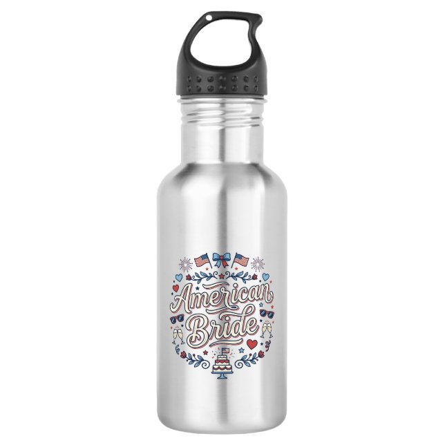 American Bride Patriotic Wedding Vector Design_1 532 Ml Water Bottle (Front)