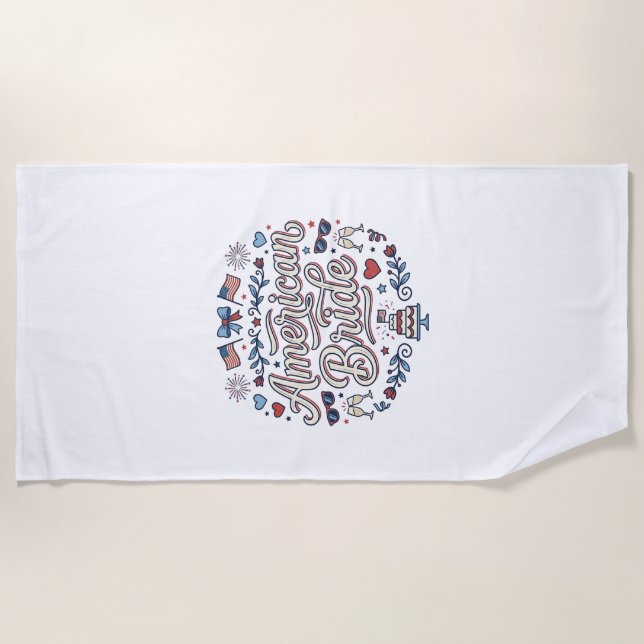 American Bride Patriotic Wedding Vector Design_1 Beach Towel (Front)