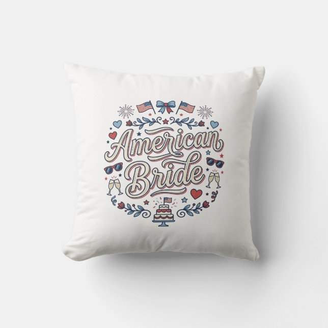 American Bride Patriotic Wedding Vector Design_1 Cushion (Front)