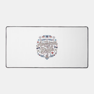 American Bride Patriotic Wedding Vector Design_1 Desk Mat