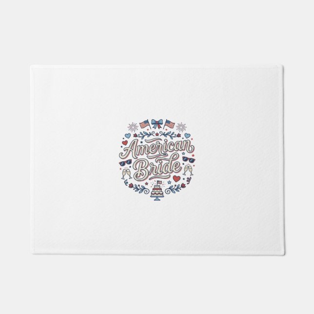 American Bride Patriotic Wedding Vector Design_1 Doormat (Front)