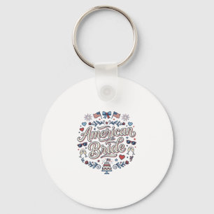American Bride Patriotic Wedding Vector Design_1 Key Ring