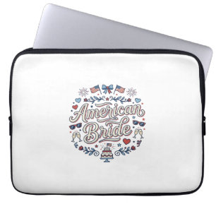 American Bride Patriotic Wedding Vector Design_1 Laptop Sleeve