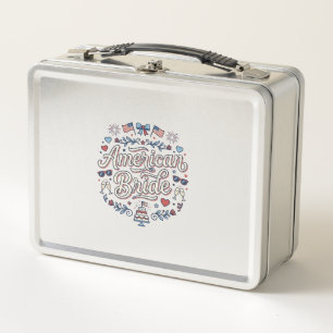 American Bride Patriotic Wedding Vector Design_1 Metal Lunch Box