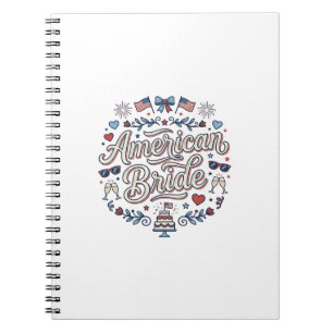 American Bride Patriotic Wedding Vector Design_1 Notebook