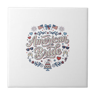 American Bride Patriotic Wedding Vector Design_1 Tile