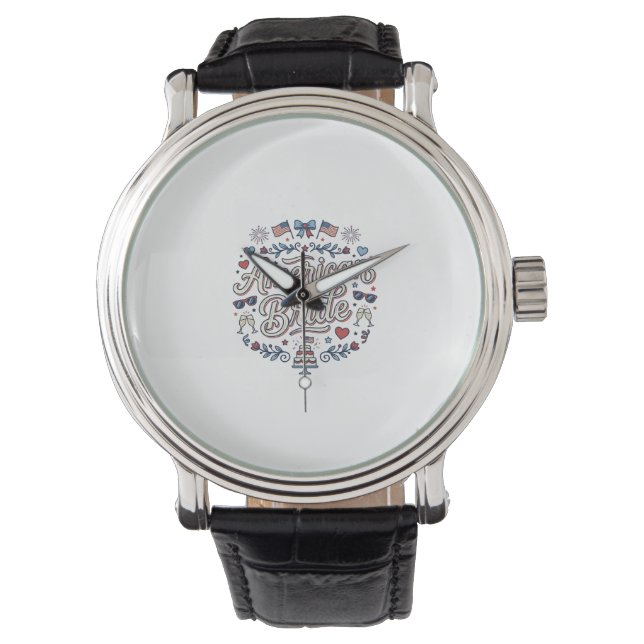 American Bride Patriotic Wedding Vector Design_1 Watch (Front)