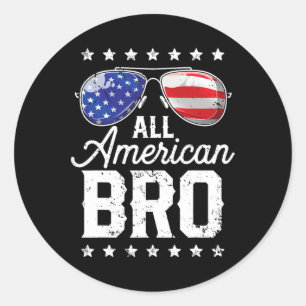 American Bro 4th Of July Men Family Matching Sungl Classic Round Sticker