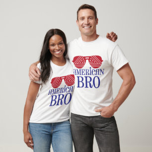American Bro Patriotic Aviator Sunglasses 4th of J T-Shirt