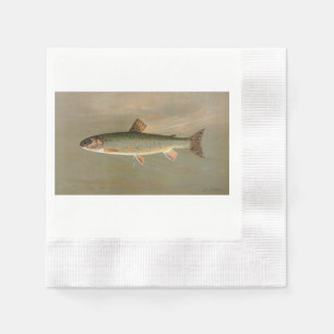 American Brook Trout Fish Vintage Illustration Napkin