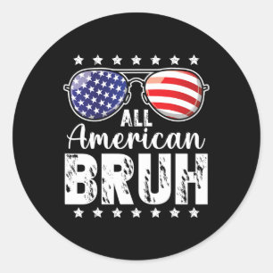 American Bruh 4th Of July Boys Patriotic Teens Kid Classic Round Sticker