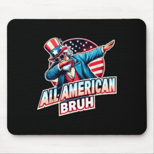 American Bruh American Usa Flag Funny 4th Of July  Mouse Mat