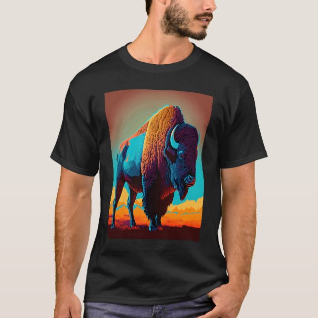 American Buffalo Animal Pop Bison Grilling   3 T-Shirt (Front)