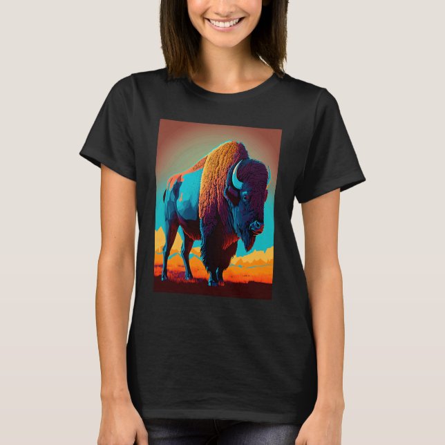 American Buffalo Animal Pop Bison Grilling   3 T-Shirt (Front)